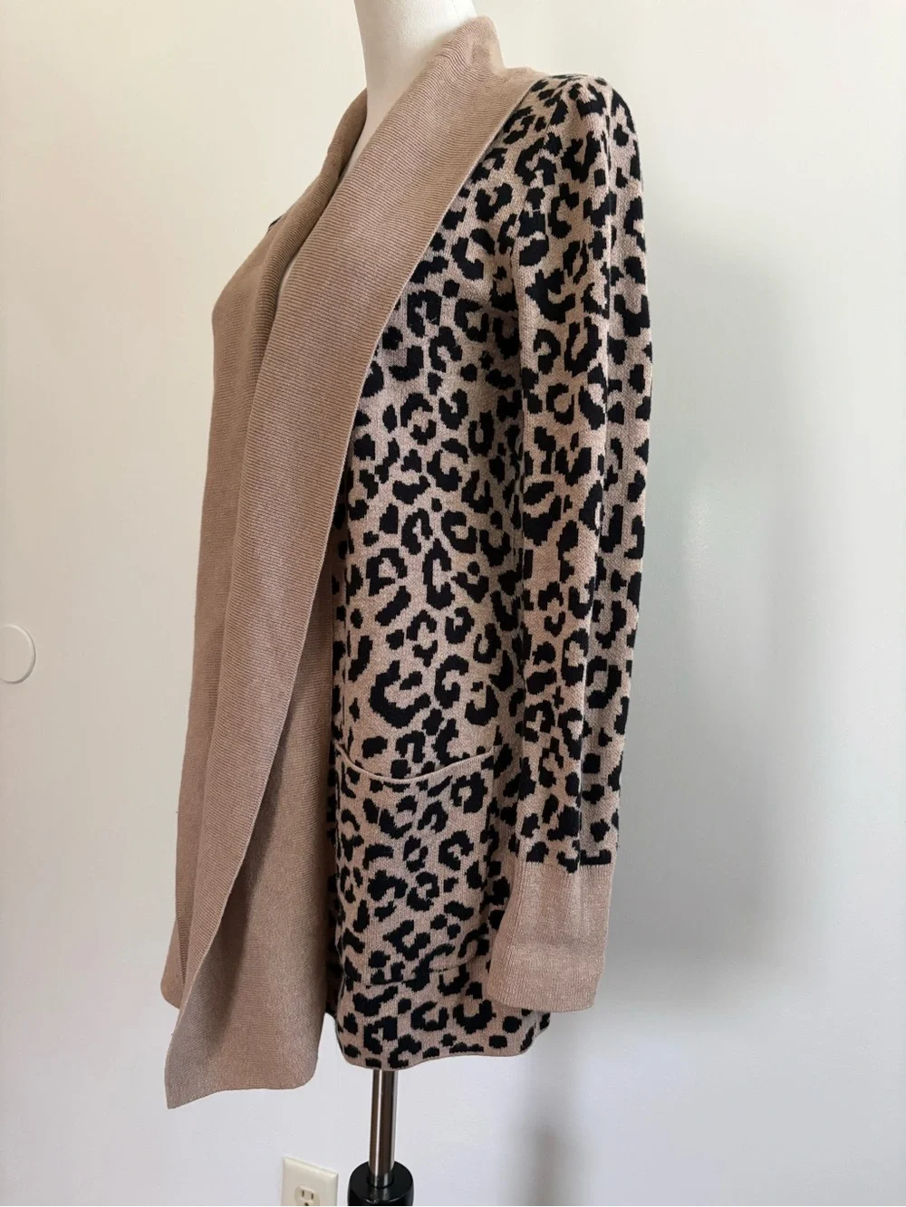 Yes Lola Leopard Print Open Front Cardigan Sweater Cotton Size Medium